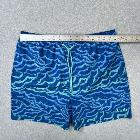 Huk Waves Volley 5.5 Board Shorts Mens Sz XL Blue Lined Drawstring Swim Trunks - Picture 3 of 13